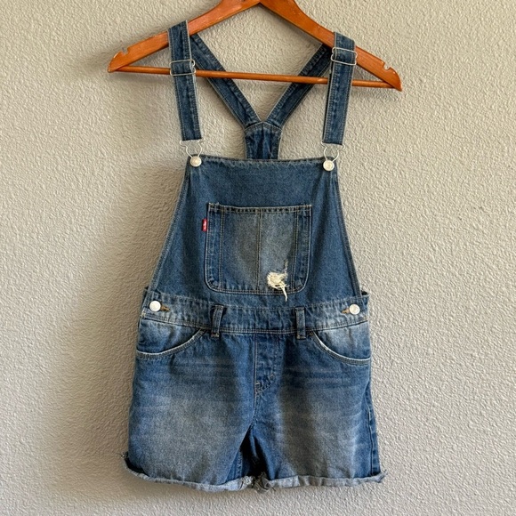 Levi's Shortall Size 16 Reg Denim Medium Wash - Picture 1 of 5